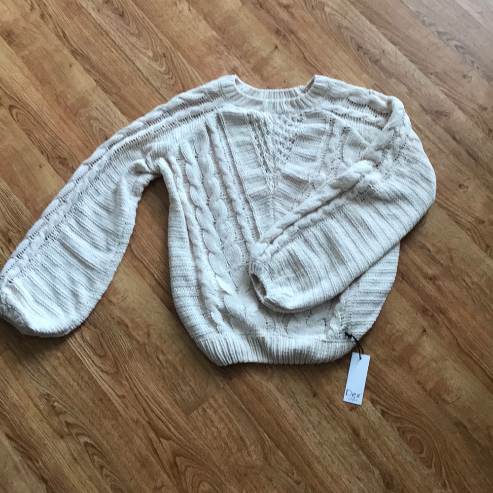 Beige Puffer Sleeve Sweater